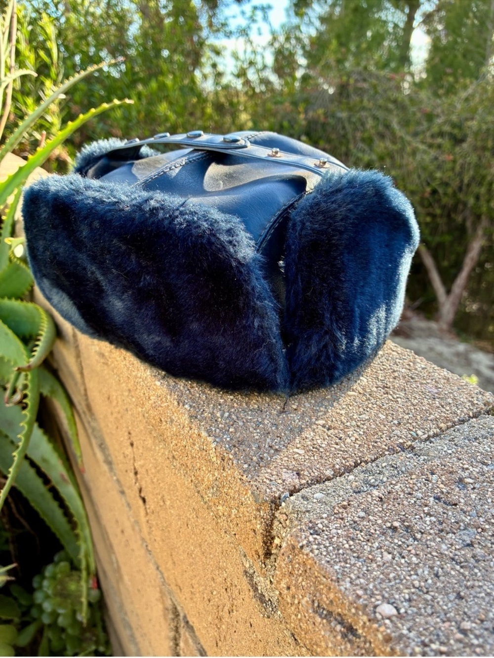 Vintage Punk Fashion Navy Blue Faux Fur Trapper Hat